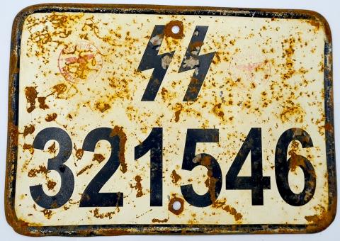 Waffen SS totenkopf vehicule licence plate stamped found in Russia pocket