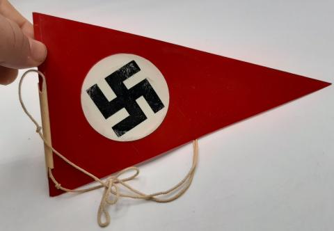 WW2 GERMAN EARLY III REICH NSDAP PARTY BAKELITE PENNANT FLAG SWASTIKA RARE