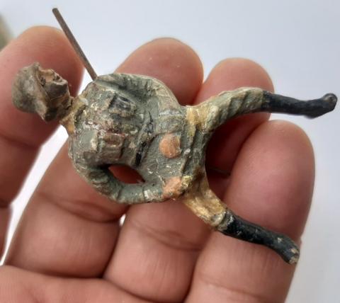 WW2 GERMAN NAZI WEHRMACHT SOLDIER HORSE ELASTOLIN LINEOL ACTION FIGURINE