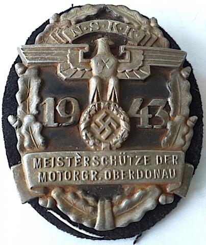 WW2 GERMAN NAZI 1943 NSKK N.S.K.K MOTORCYCLE CLUB OF THE THIRD REICH SHIELD BADGE