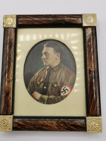 WW2 GERMAN NAZI ADOLF HITLER PARTISAN NSDAP FUHRER FRAME PHOTO PORTRAIT