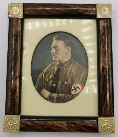 WW2 GERMAN NAZI ADOLF HITLER PARTISAN NSDAP FUHRER FRAME PHOTO PORTRAIT