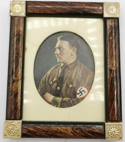 WW2 GERMAN NAZI ADOLF HITLER PARTISAN NSDAP FUHRER FRAME PHOTO PORTRAIT