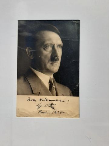 ADOLF HITLER ORIGINAL PERSONAL DEDICATION SIGNATURE AUTOGRAPH POSTCARD FRAME NSDAP THIRD REICH