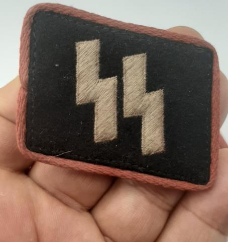 WW2 GERMAN NAZI MATCHED SET WAFFEN SS PANZER SHOULDER BOARD SET & COLLAR TAB SET RZM TAG SKULL ORIGINAL FOR SALE