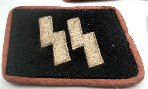 WW2 GERMAN NAZI MATCHED SET WAFFEN SS PANZER SHOULDER BOARD SET & COLLAR TAB SET RZM TAG SKULL ORIGINAL FOR SALE