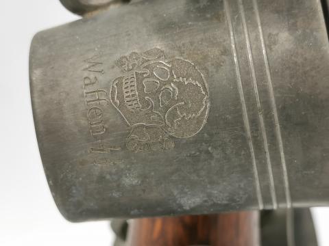WW2 GERMAN NAZI AMAZING SET OF 6 WAFFEN SS TOTENKOPF VODKA CUPS ON WOODEN HANDLE