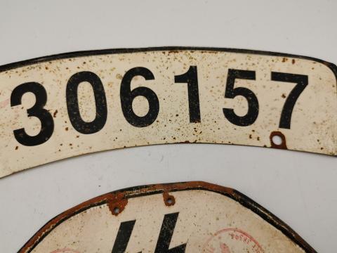 WW2 GERMAN NAZI ORIGINAL WAFFEN SS TOTENKOPF PANZER MOTORCYCLE LICENCE PLATE MOTO HARLEY DAVIDSON