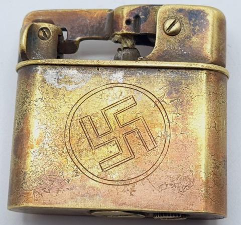 WW2 GERMAN NAZI AMAZING SOLDIER'S PERSONAL ENGRAVED BENZ LIGHTER WITH III REICH EAGLE & SWASTIKA