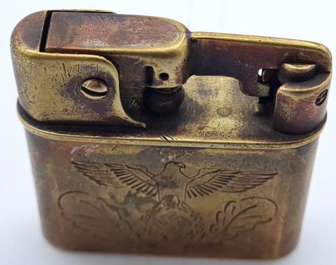 WW2 GERMAN NAZI AMAZING SOLDIER'S PERSONAL ENGRAVED BENZ LIGHTER WITH III REICH EAGLE & SWASTIKA