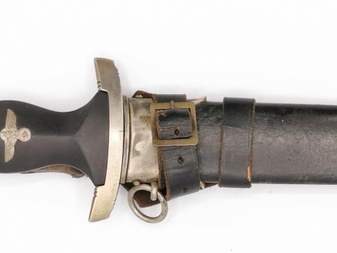 SS Enlisted Man's Dagger RZM M7/81 124/39 SS Karl Tiegel SS Dolch VERTICAL LEATHER HANGE ASSMANN original for sale