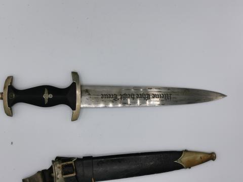 SS Enlisted Man's Dagger RZM M7/81 124/39 SS Karl Tiegel SS Dolch VERTICAL LEATHER HANGE ASSMANN original for sale