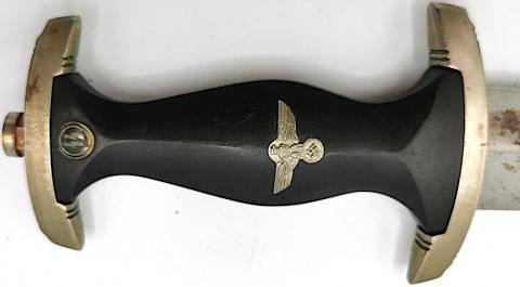 SS Enlisted Man's Dagger RZM M7/81 124/39 SS Karl Tiegel SS Dolch VERTICAL LEATHER HANGE ASSMANN original for sale