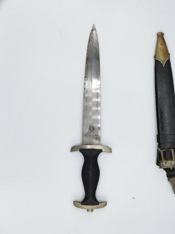 SS Enlisted Man's Dagger RZM M7/81 124/39 SS Karl Tiegel SS Dolch VERTICAL LEATHER HANGE ASSMANN original for sale