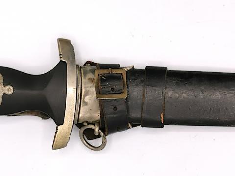 SS Enlisted Man's Dagger RZM M7/81 124/39 SS Karl Tiegel SS Dolch VERTICAL LEATHER HANGE ASSMANN original for sale