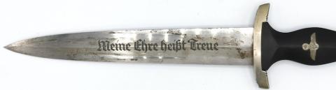 SS Enlisted Man's Dagger RZM M7/81 124/39 SS Karl Tiegel SS Dolch VERTICAL LEATHER HANGE ASSMANN original for sale
