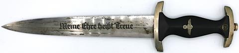 SS Enlisted Man's Dagger RZM M7/81 124/39 SS Karl Tiegel SS Dolch VERTICAL LEATHER HANGE ASSMANN original for sale