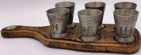 WW2 GERMAN NAZI original WAFFEN SS TOTENKOPF VODKA CUP silverware cap button m43 m42 overseas