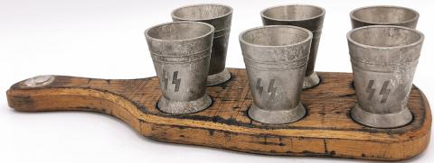 WW2 GERMAN NAZI original WAFFEN SS TOTENKOPF VODKA CUP silverware cap button m43 m42 overseas