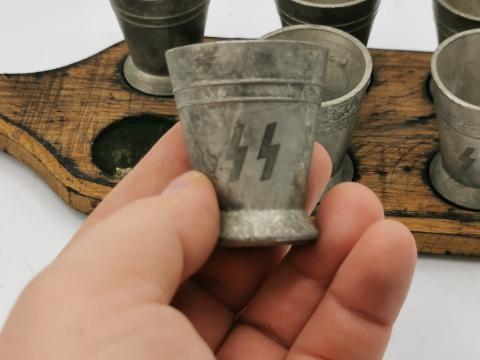 WW2 GERMAN NAZI original WAFFEN SS TOTENKOPF VODKA CUP silverware cap button m43 m42 overseas