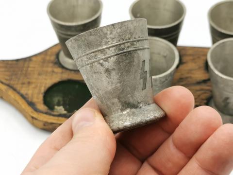 WW2 GERMAN NAZI original WAFFEN SS TOTENKOPF VODKA CUP silverware cap button m43 m42 overseas