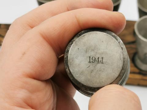 WW2 GERMAN NAZI original WAFFEN SS TOTENKOPF VODKA CUP silverware cap button m43 m42 overseas