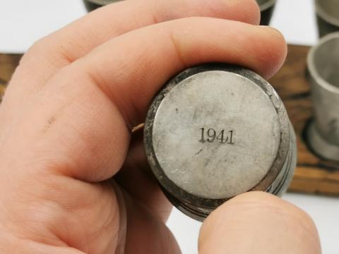 WW2 GERMAN NAZI original WAFFEN SS TOTENKOPF VODKA CUP silverware cap button m43 m42 overseas