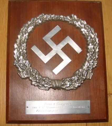 WW2 GERMAN NAZI COMMEMORATIVE SWASTIKA trophee SHOOTING EVENT WAFFEN SS wehrmacht