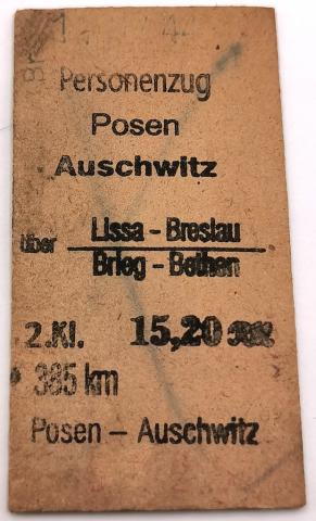 WW2 GERMAN NAZI CONCENTRATION CAMP AUSCHWITZ CIVILIAN TRAIN TICKET ...