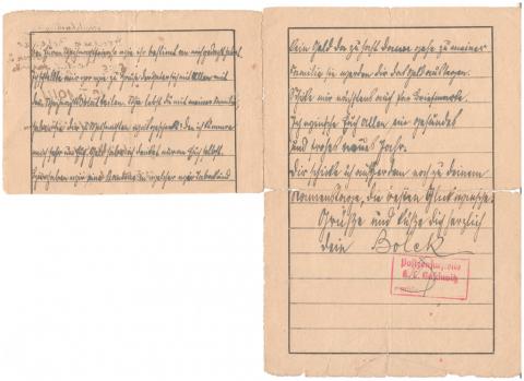 WW2 GERMAN NAZI CONCENTRATION CAMP AUSCHWITZ INMATE PERSONAL LETTER