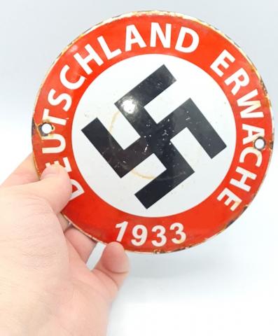 WW2 GERMAN NAZI DEUTSCHLAND ERWACHE 1933 NSDAP WALL SIGN