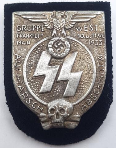 WW2 GERMAN NAZI EARLY 1933 WAFFEN SS PANZER GRUPPE COMMEMORATIVE SHIELD BADGE TOTENKOPF