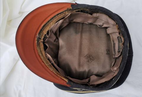 ORIGINAL CRUSHER WW2 GERMAN NAZI EARLY ALLGEMEINE BLACK SS NCO VISOR CAP RZM TAG