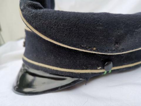 ORIGINAL CRUSHER WW2 GERMAN NAZI EARLY ALLGEMEINE BLACK SS NCO VISOR CAP RZM TAG