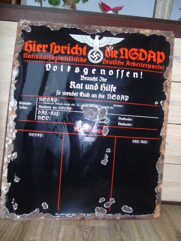 WW2 GERMAN NAZI EARLY NSDAP THIRD REICH original MEETING SIGN PANEL ENAMEL