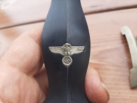 EARLY WAFFEN SS DAGGER GRIP CROSSGUARD SET DISTRICT GAU ENGRAVED