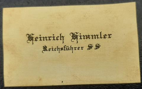 WW2 GERMAN NAZI WAFFEN SS HEINRICH HIMMLER ORIGINAL BUSINESS VISIT CARD