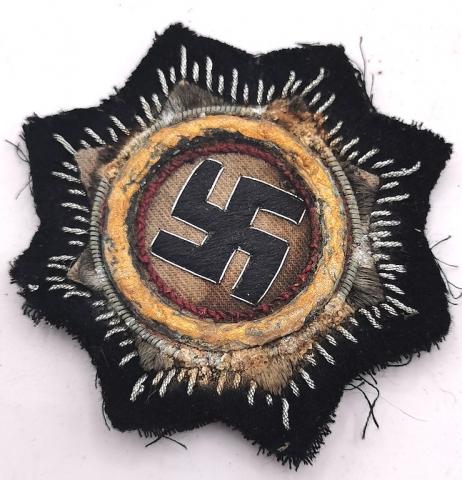 WW2 GERMAN NAZI GERMAN CROSS IN CLOTH BADGE MEDAL AWARD PATCH ORIGINAL FOR SALE DEALER MILITARIA