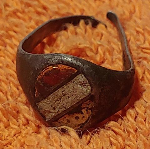 WW2 GERMAN NAZI GERMANY PATRIOTIC SILVER 900 MARKED RING RELIC FOUND