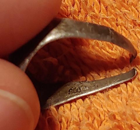 WW2 GERMAN NAZI GERMANY PATRIOTIC SILVER 900 MARKED RING RELIC FOUND