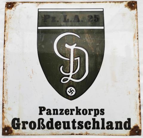 WW2 GERMAN NAZI GROSSDEUTSCHLAND PANZER KORPS DIVISION FROM HERMANN GORING WERK FABRIK WALL SIGN