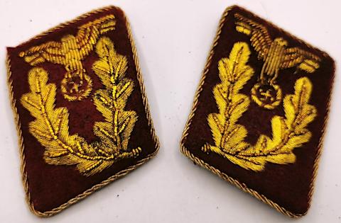 WW2 GERMAN NAZI HIGH RANK NSDAP OFFICER COLLAR TAB SET TUNIC REMOVED ADOLF HITLER REICH