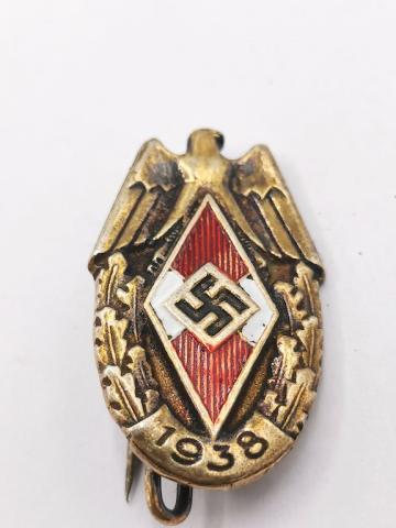 WW2 GERMAN NAZI HITLER YOUTH HJ DJ 1938 MEMBERSHIP PIN MARKED