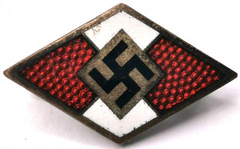 WW2 GERMAN NAZI HITLER YOUTH HJ DJ MEMBERSHIP PIN BY ZIMMERMANN RZM M1/72
