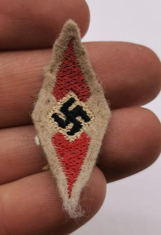 WW2 GERMAN NAZI HITLER YOUTH HJ TUNIC SLEEVE PATCH DIAMOND SWASTIKA LOGO
