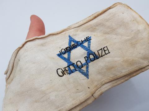 WW2 GERMAN NAZI HOLOCAUST GHETTO POLIZEI KAPO ARMBAND ANTISEMITIC JEW JEWISH STAR OF DAVID