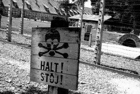 WW2 GERMAN NAZI ORIGINAL HALT SIGN CONCENTRATION CAMP AUSCHWITZ KZ KL
