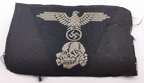 WW2 GERMAN NAZI LATE WAR WAFFEN SS TOTENKOPF TRAPEZOID PANZER M43 CAP INSIGNIA SKULL & EAGLE