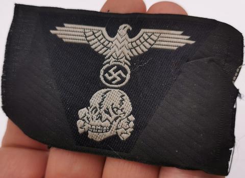 WW2 GERMAN NAZI LATE WAR WAFFEN SS TOTENKOPF TRAPEZOID PANZER M43 CAP INSIGNIA SKULL & EAGLE