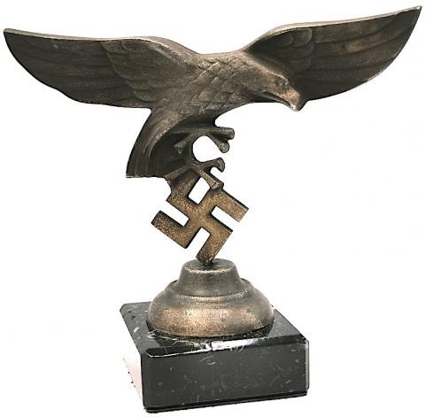 WW2 GERMAN NAZI LUFTWAFFE nsdap hitler DESKTOP STATUE podium REICH EAGLE & SWASTIKA